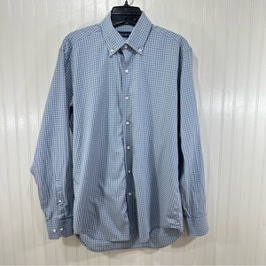 Peter Millar Blue Gray Plaid Flex Finish Button Down Shirt Size M